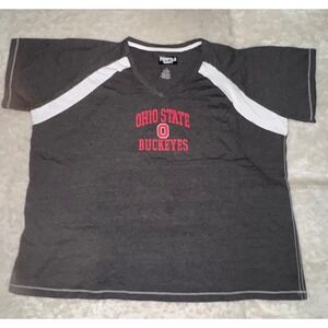 Profile Varsity Ohio State Buckeyes V-Neck T-Shirt Gray White Women 4X E93875-C